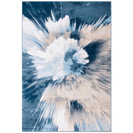 Flowers First 5 ft.-5 in. x 7 ft.-7 in. Lagoon Contemporary Rectangle Rug, Beige & Blue FL2149364